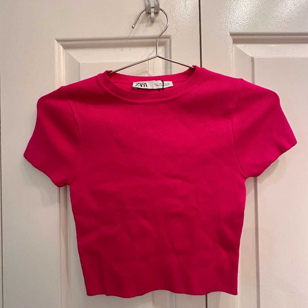 Zara Bright Pink Crop Top | Size S